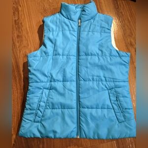 Made for Life - Quilted Puffer Plush Zip-Up Vest w/ Pockets | Size Small | Blue
